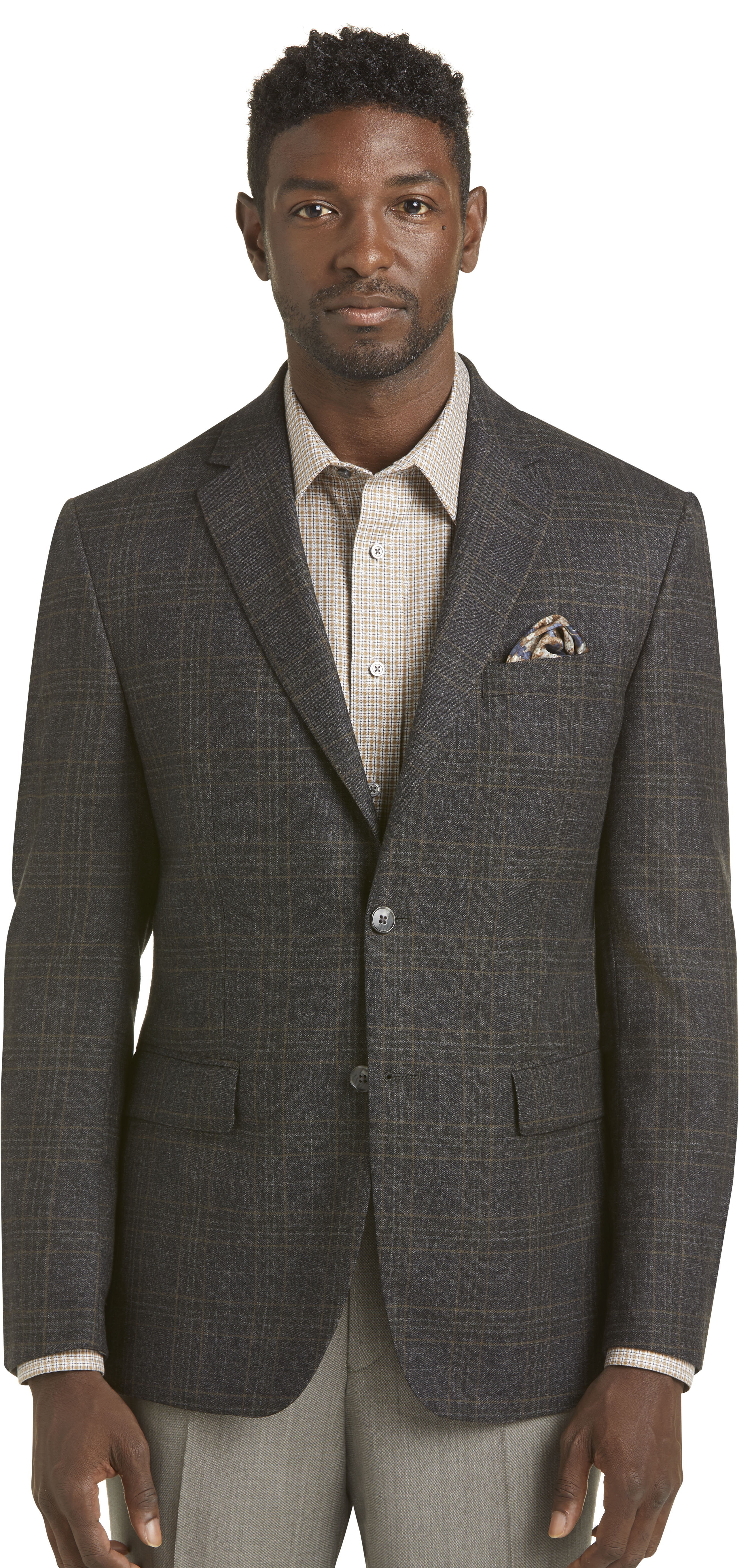 Traveler Collection Tailored Fit Windowpane Plaid Sportcoat