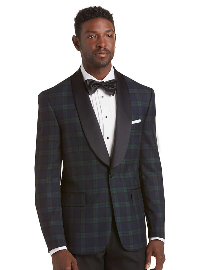 Jos. A. Bank Tailored Fit Plaid Tuxedo Dinner Jacket Ready for