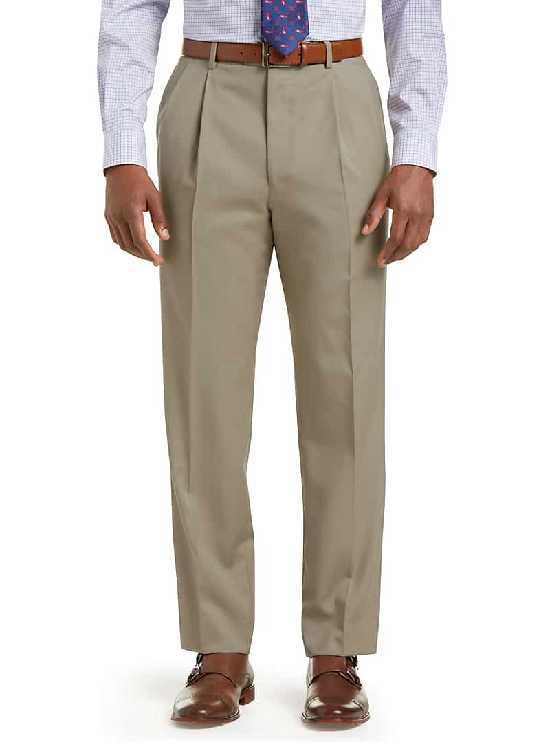 Executive Collection Traditional Fit Pleated Dress Pants - Executive ...