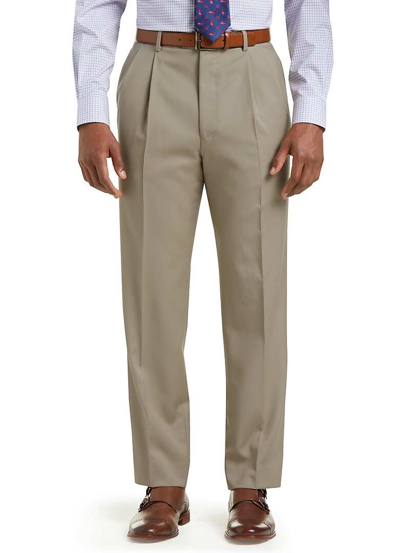 pleated tan pants