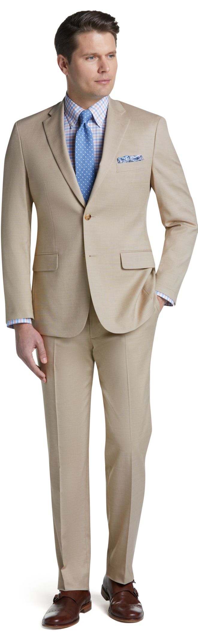 men tan suit