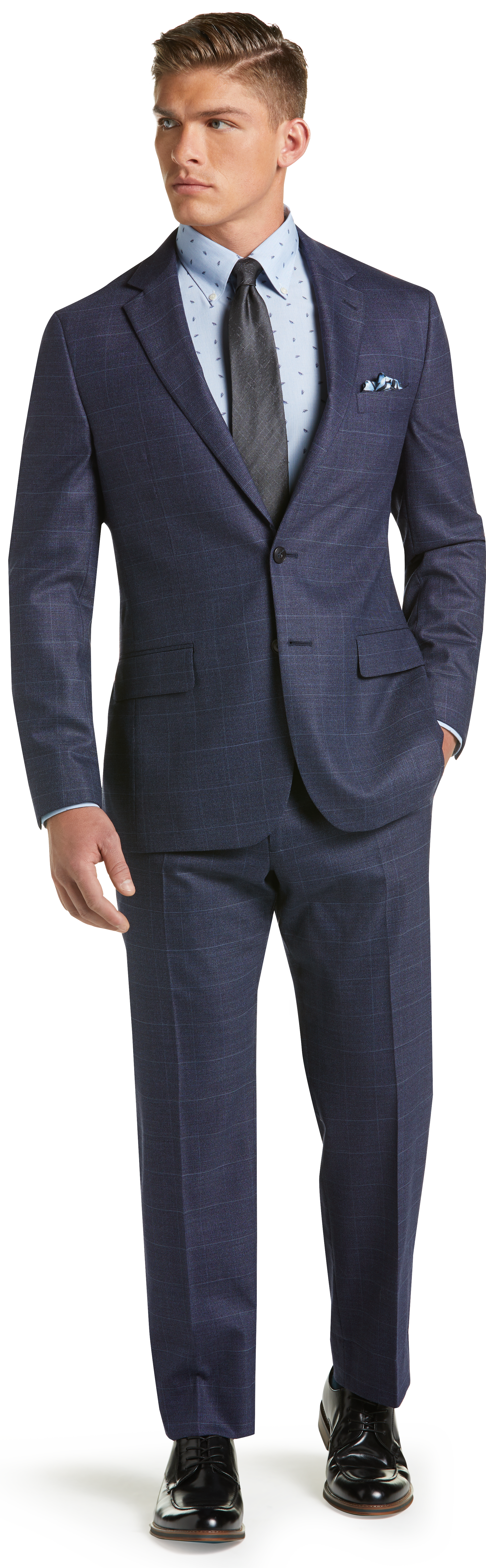 1905 Collection Slim Fit Tic Windowpane Suit with brrr°® comfort - Big ...