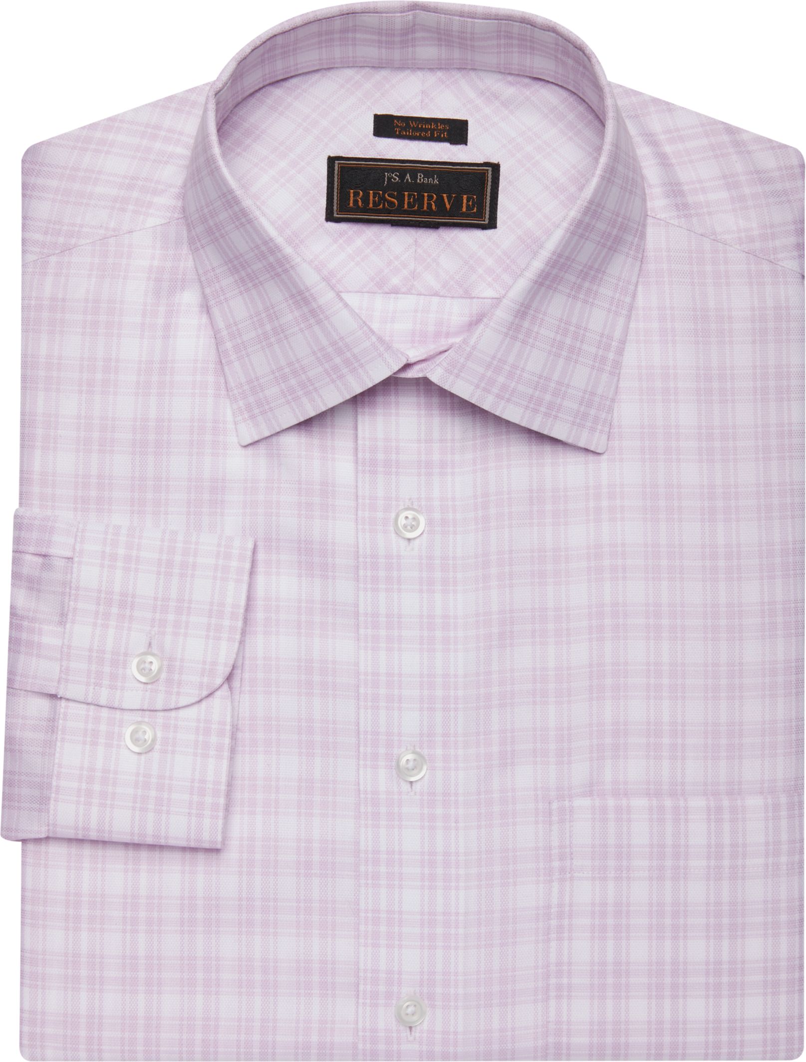 Reserve Collection Tailored Fit Spread Collar Plaid Dress Shirt Men's