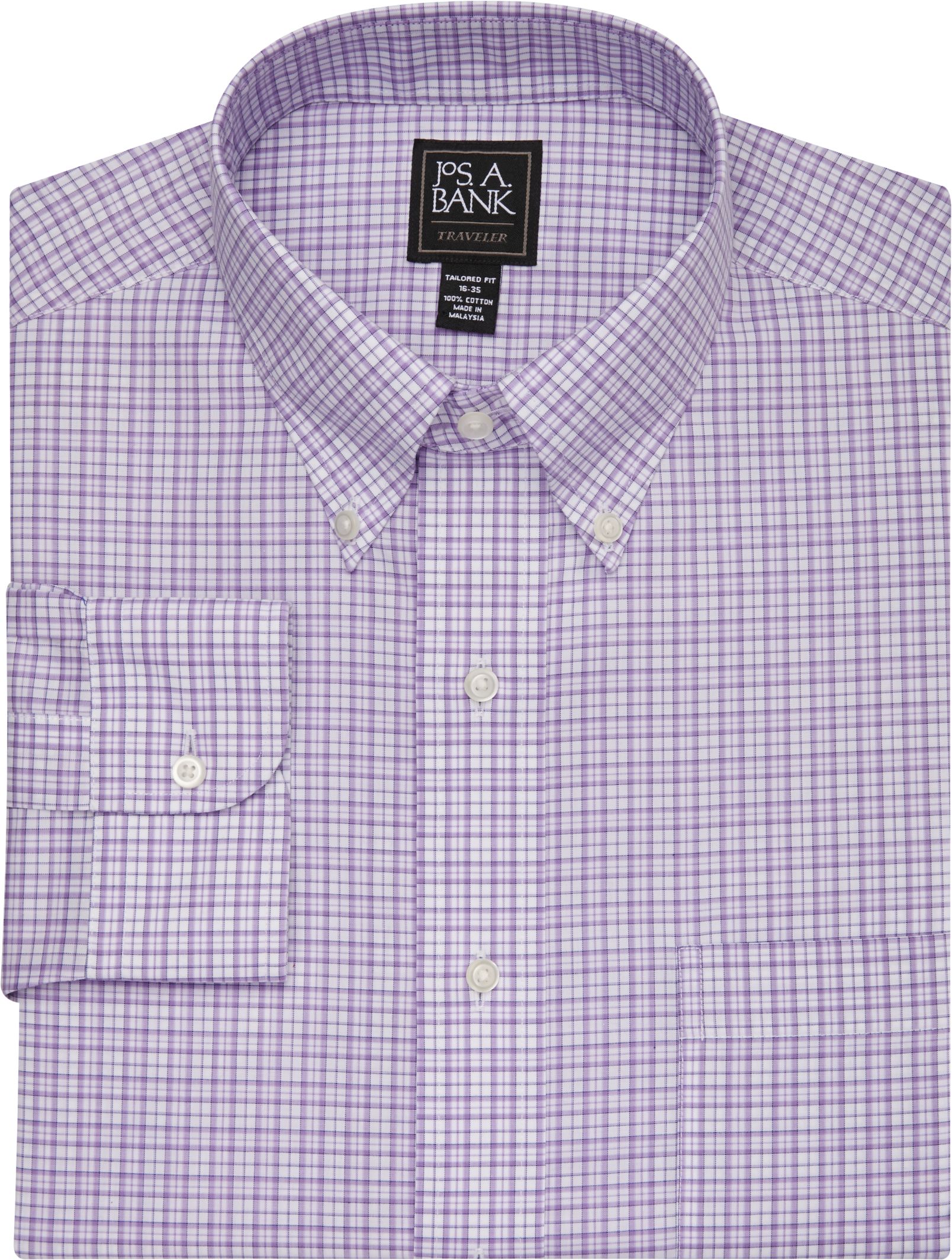 Traveler Collection Tailored Fit Button-Down Collar Plaid Dress Shirt ...