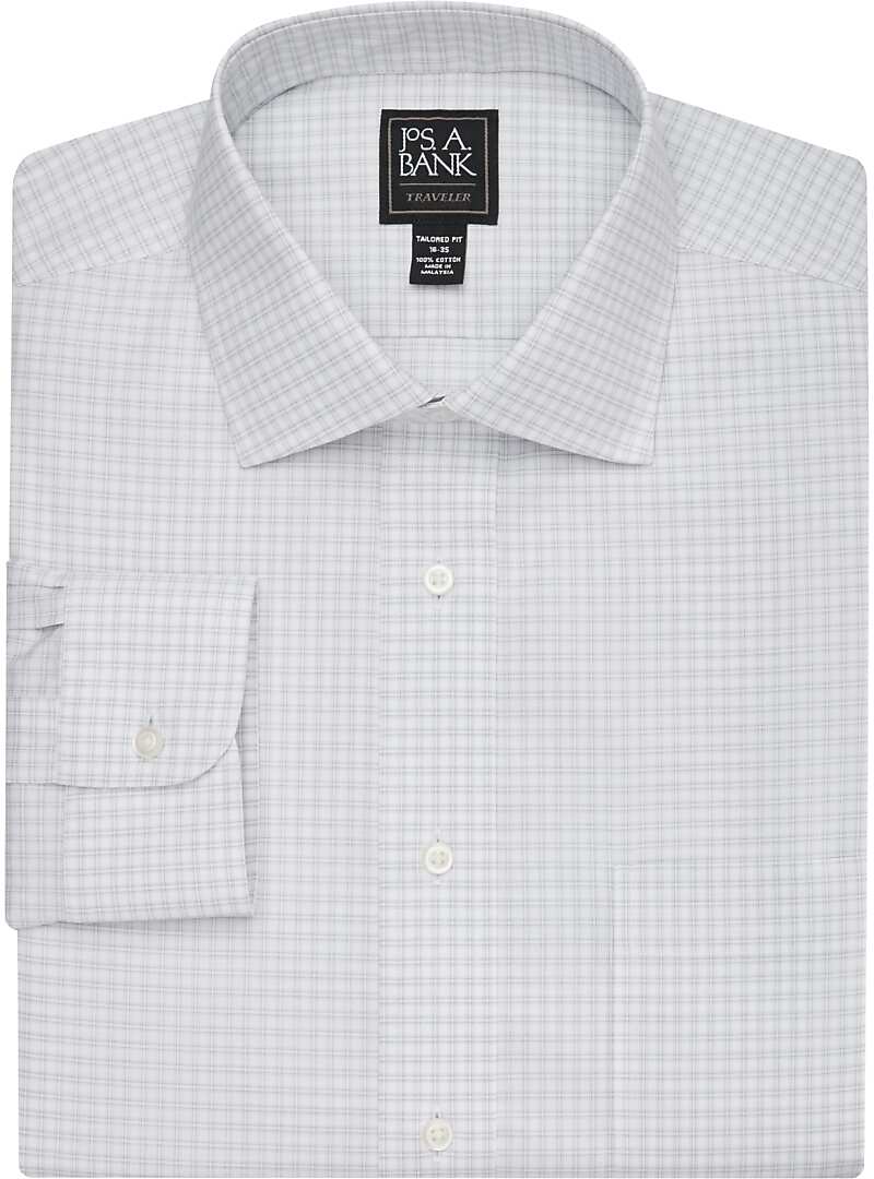 Traveler Collection Tailored Fit Spread Collar Grid Dress Shirt ...