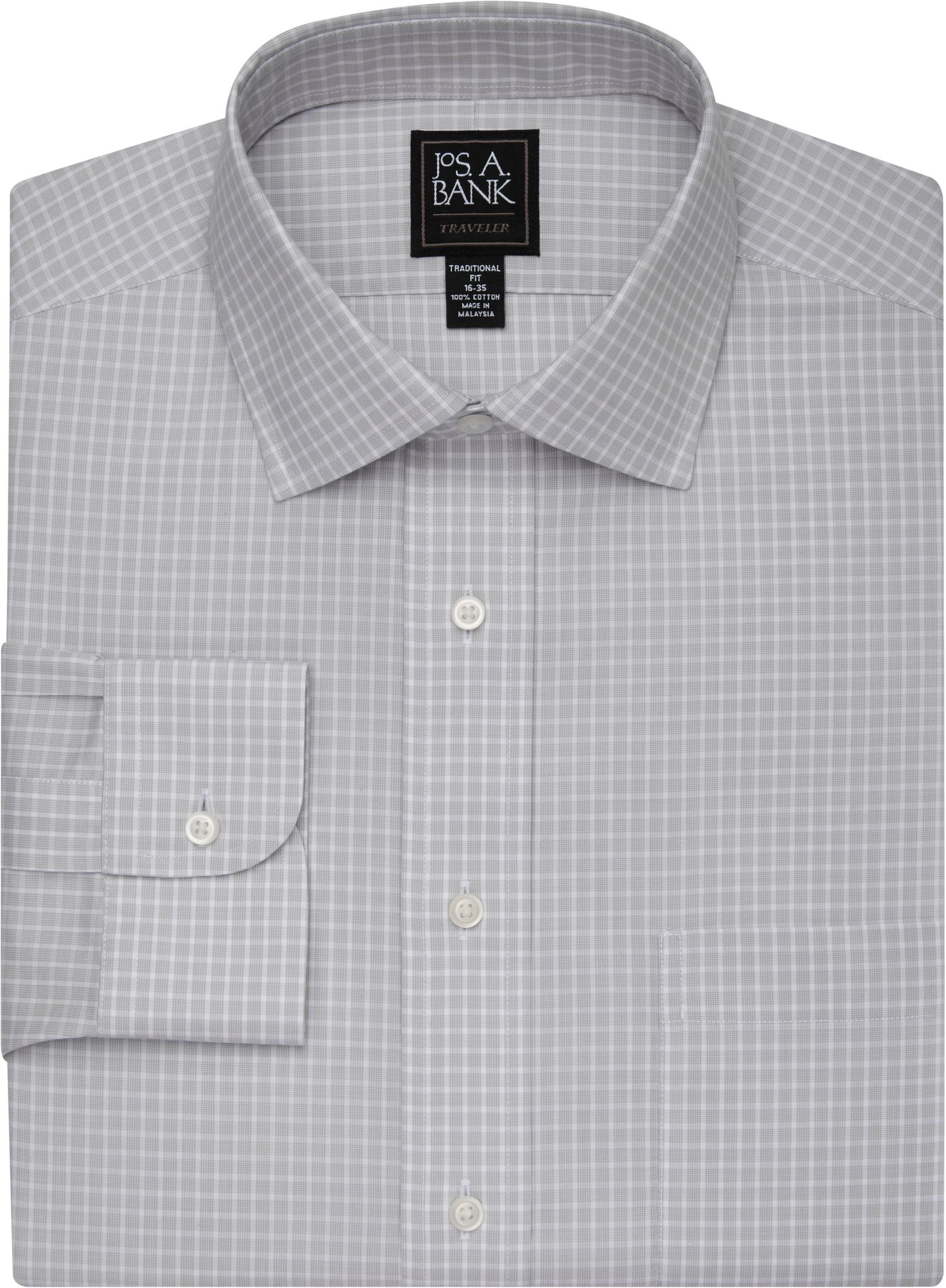 Traveler Collection Traditional Fit Spread Collar Grid Dress Shirt ...