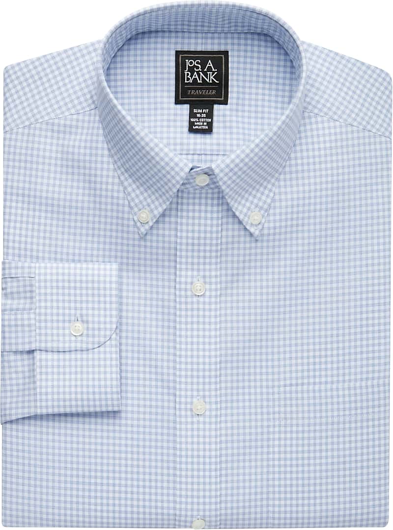 Traveler Collection Slim Fit Button-Down Collar Mesh Grid Dress Shirt ...
