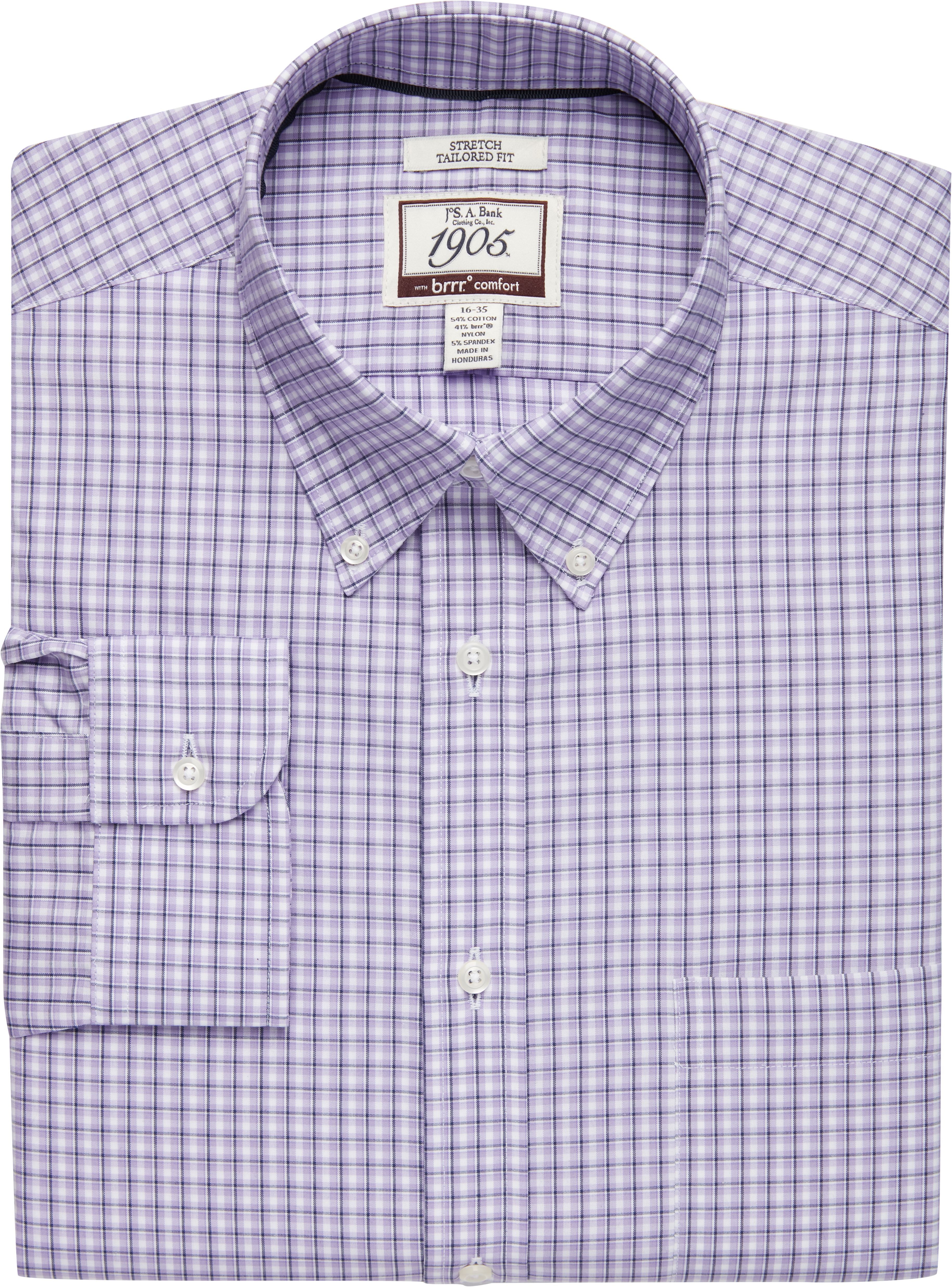 1905 Collection Tailored Fit Button-Down Collar Plaid Dress Shirt ...