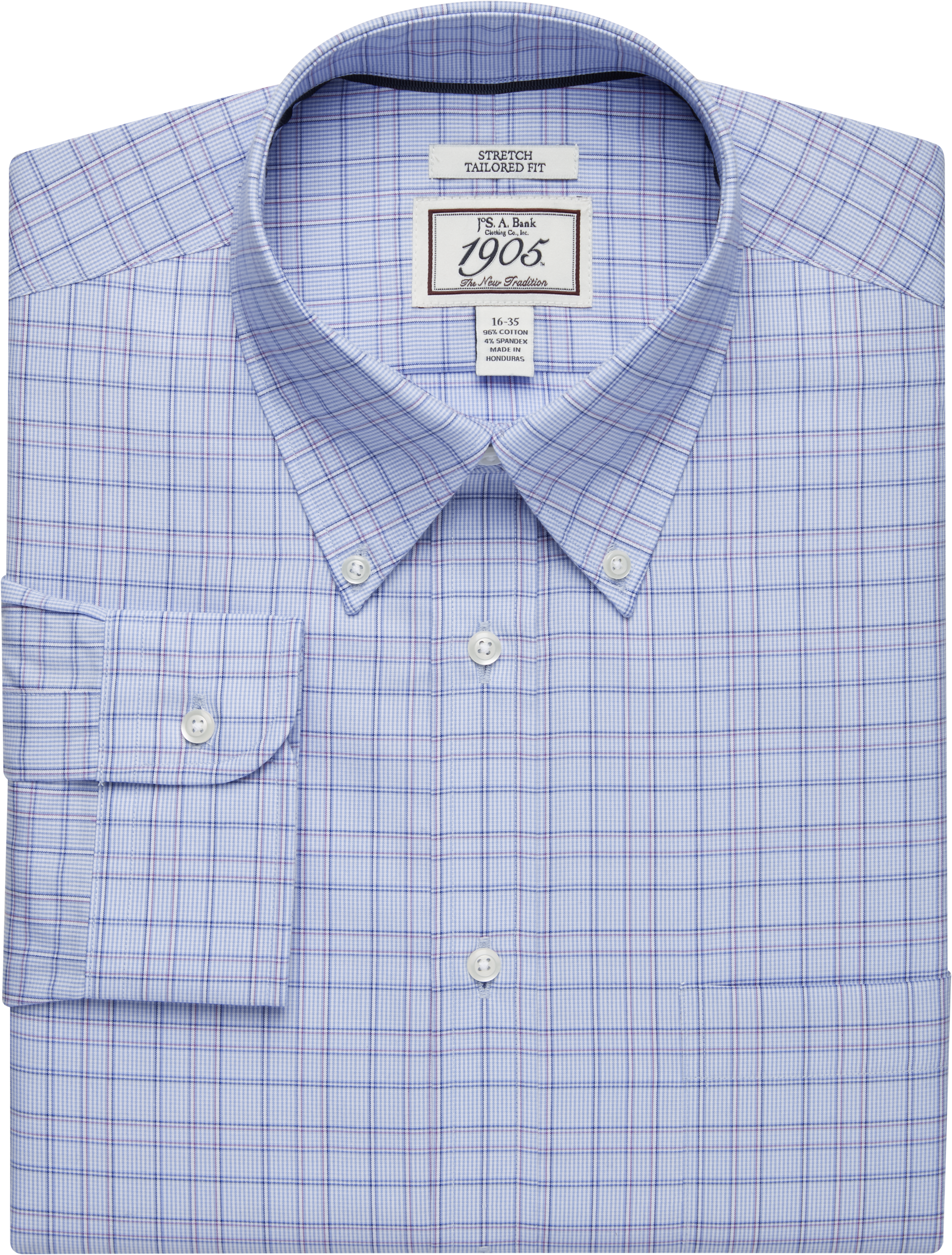 1905 Collection Tailored Fit Button-Down Grid Dress Shirt - Ready for ...