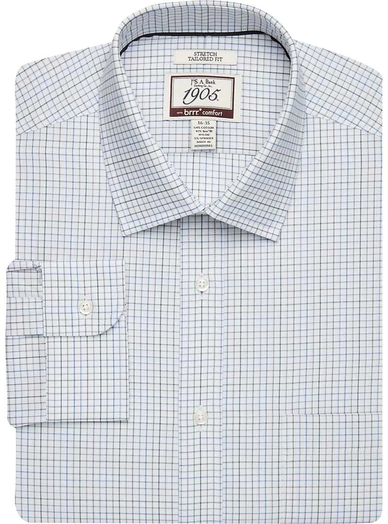 1905 Collection Tailored Fit Spread Collar Grid Repreve® Dress Shirt ...