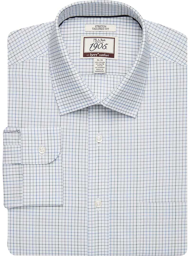 1905 Collection Tailored Fit Spread Collar Grid Repreve® Dress Shirt