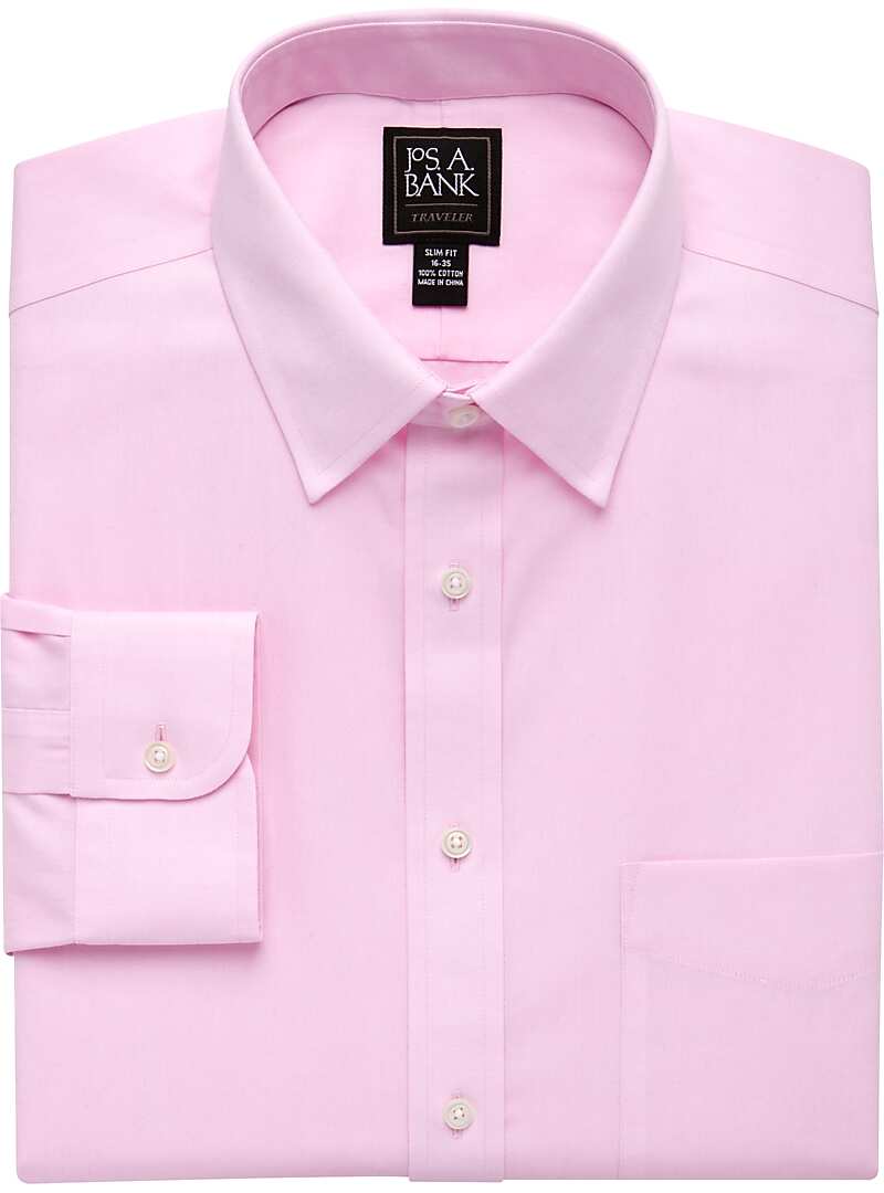 Traveler Collection Tailored Fit Spread Collar Dress Shirt Big & Tall Men's Pink Apparel