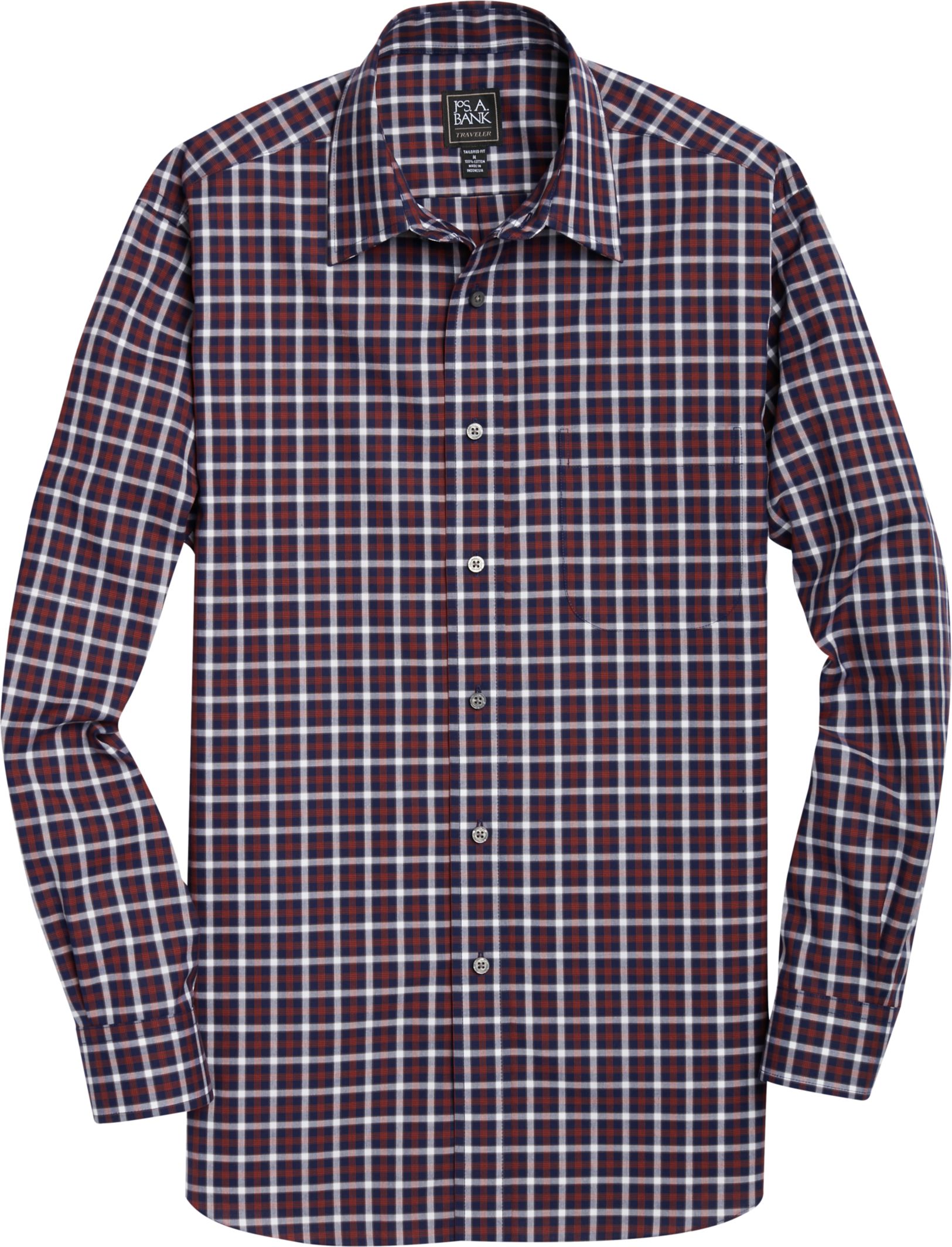 Traveler Collection Tailored Fit Point Collar Check Sportshirt ...