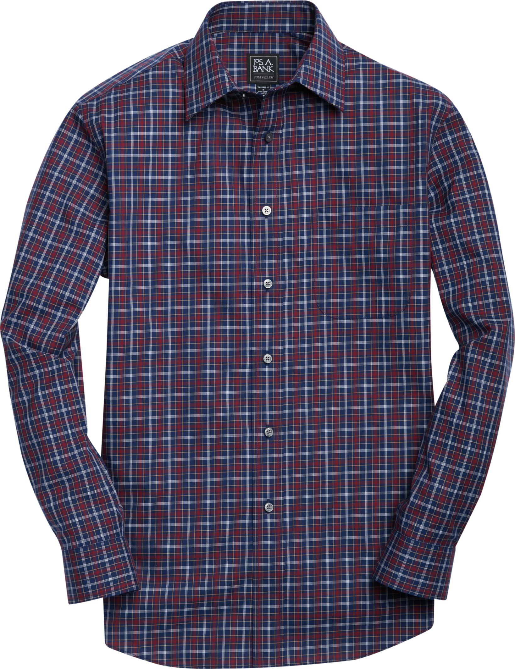 Traveler Collection Tailored Fit Point Collar Plaid Sportshirt ...