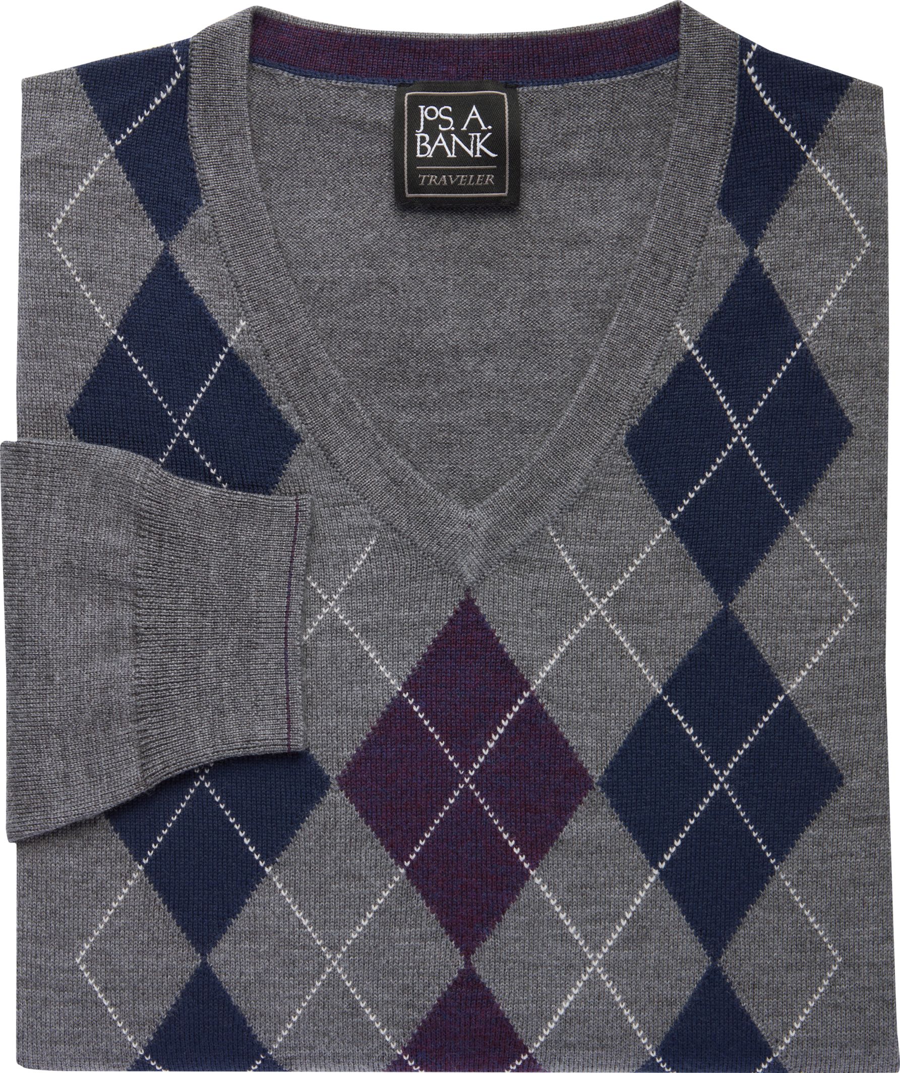 Traveler Collection Tailored Fit Washable Merino Wool Argyle Sweater ...