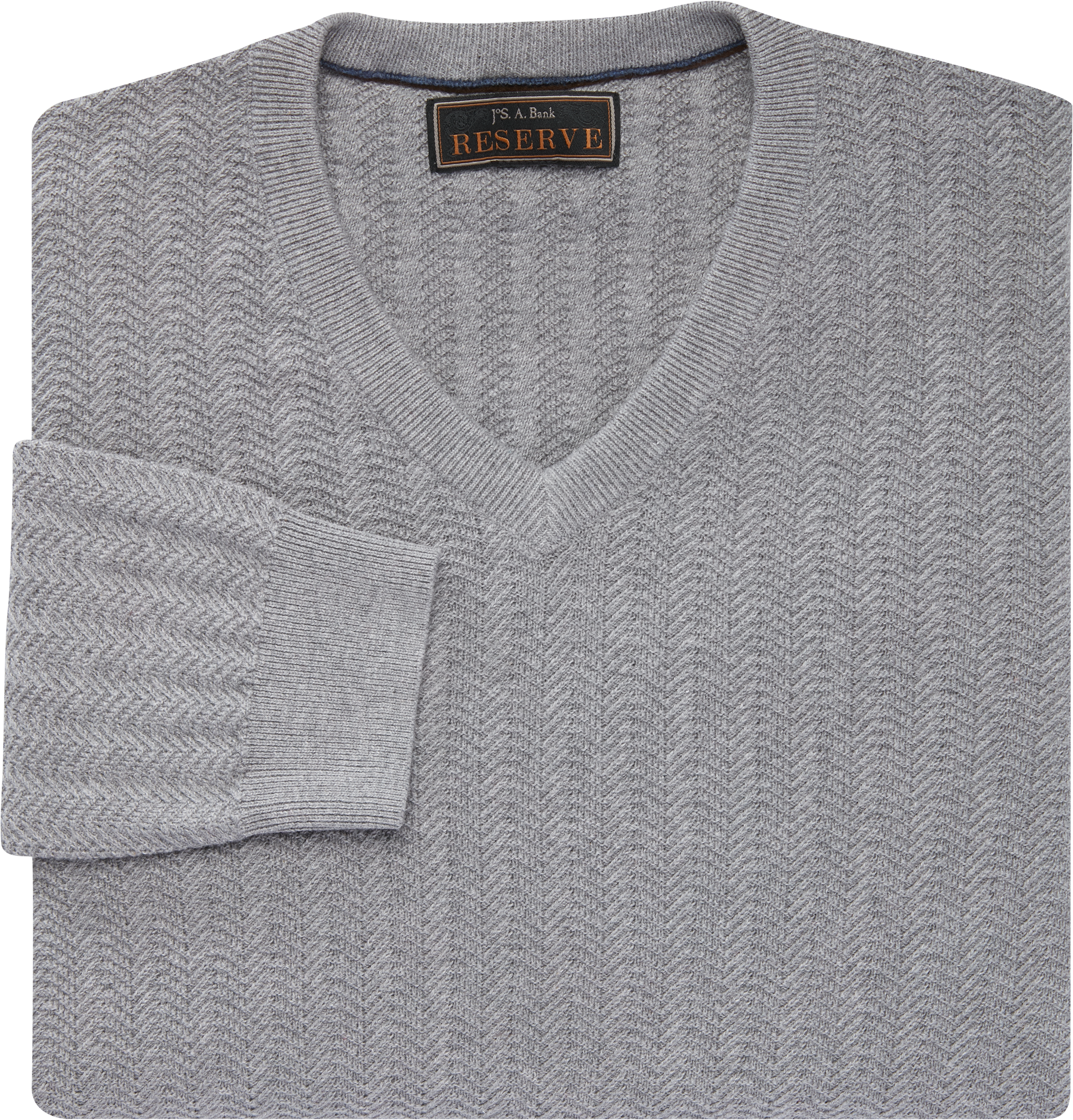 Reserve Collection Cotton & Silk Herringbone V-Neck Sweater - Big ...