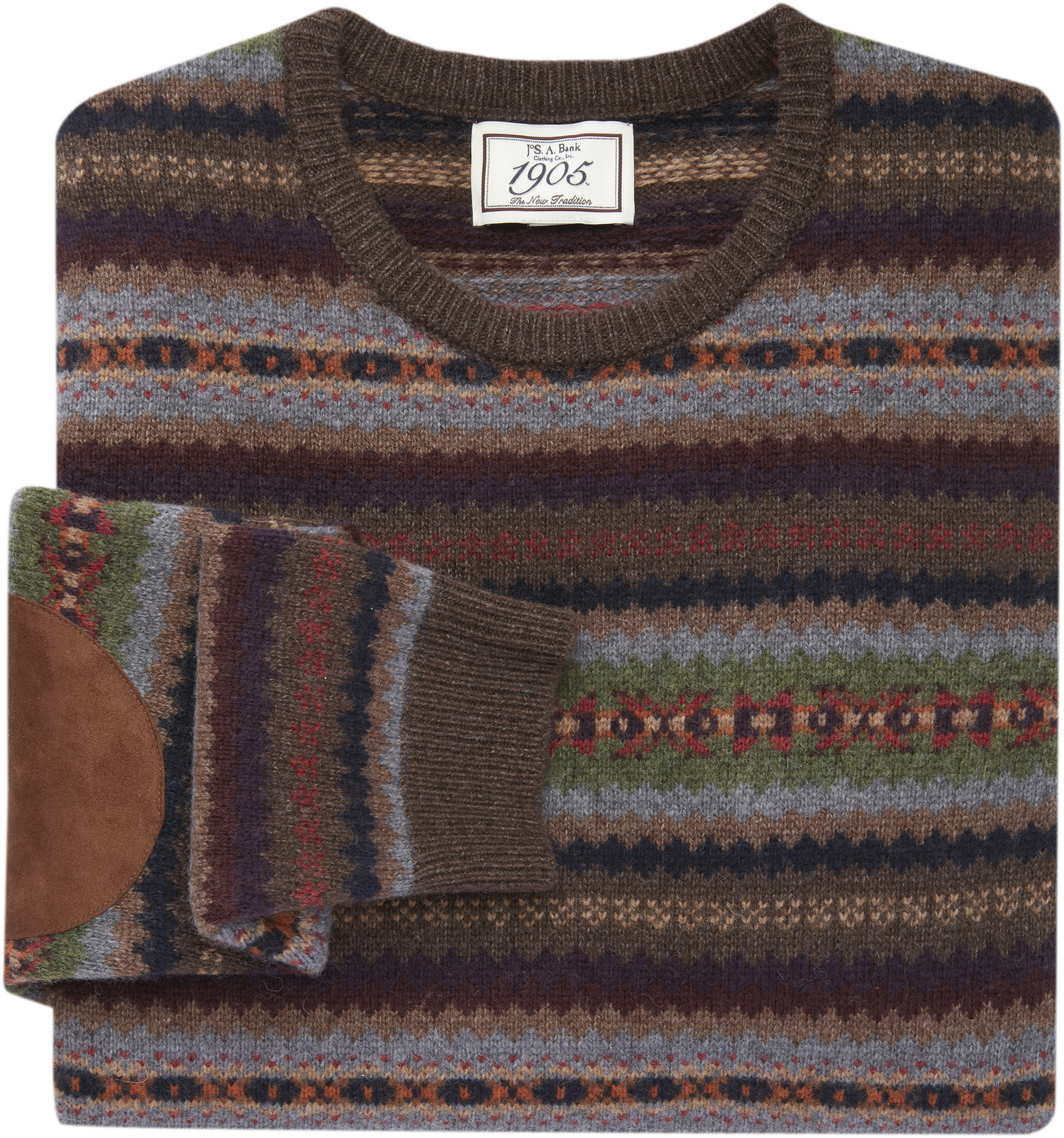 1905 Collection Wool Blend Crew Neck Fair Isle Sweater