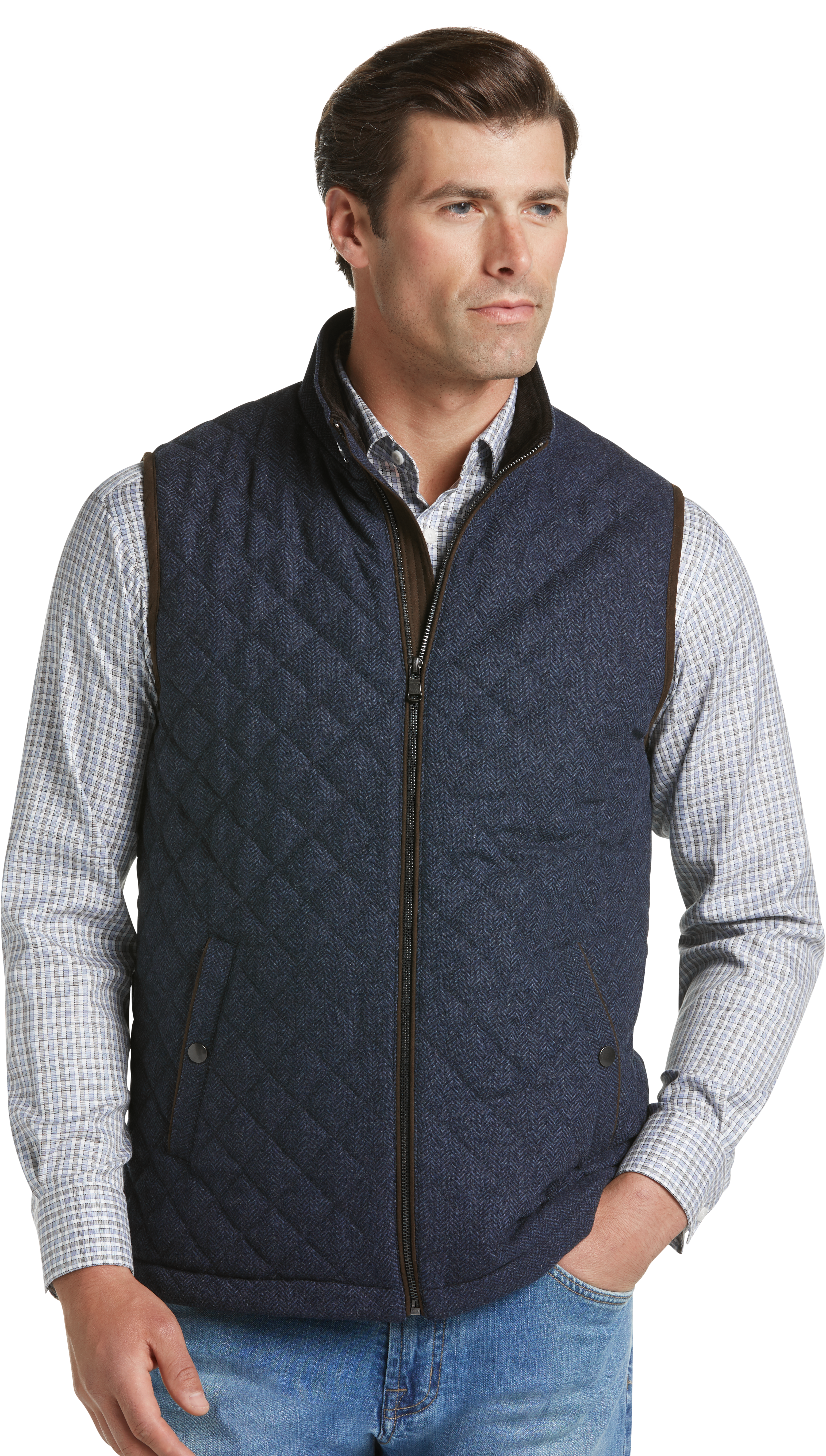 Reserve Collection Traditional Fit Herringbone Quilted Vest