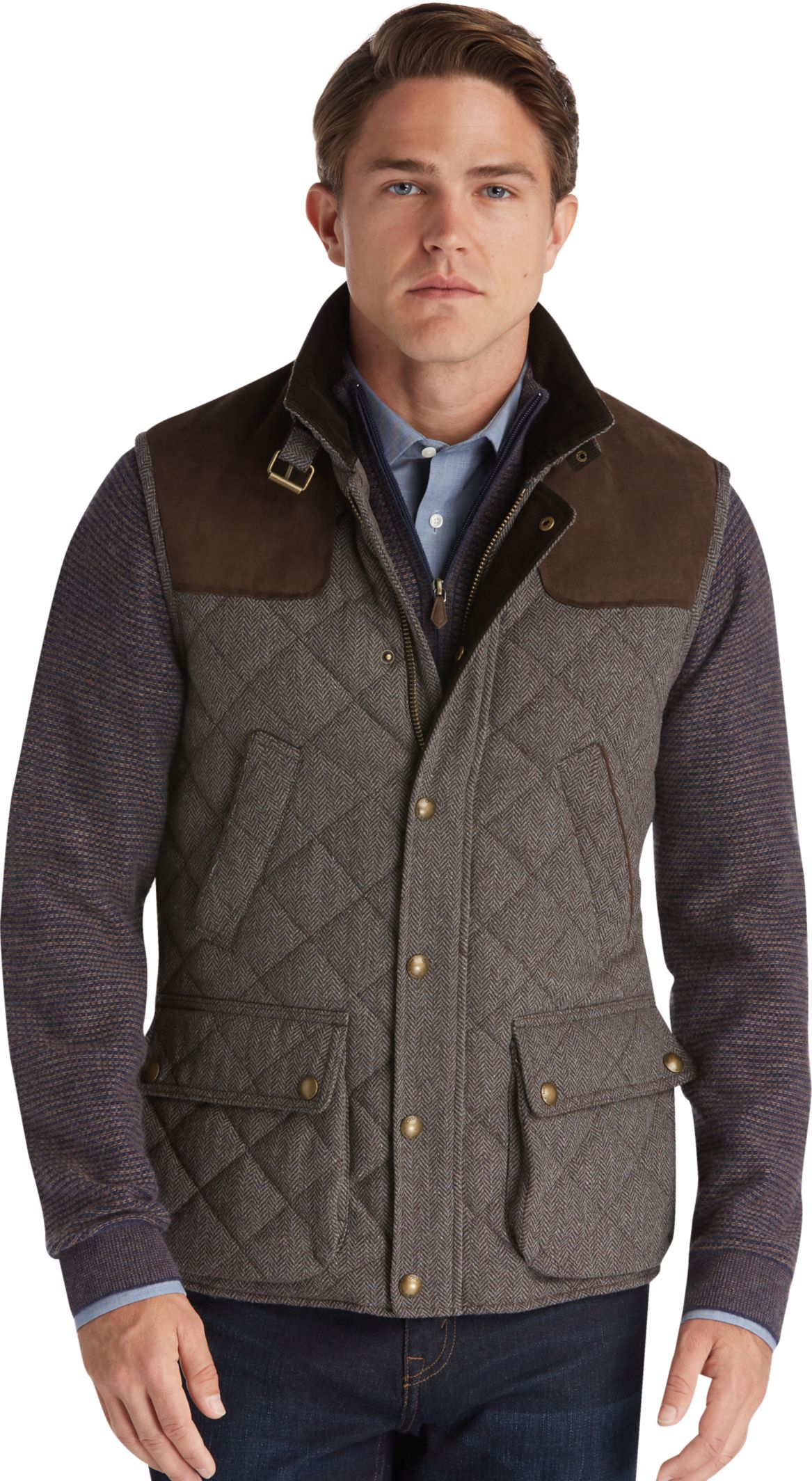 1905 Collection Traditional Fit Herringbone Quilted Vest 1905