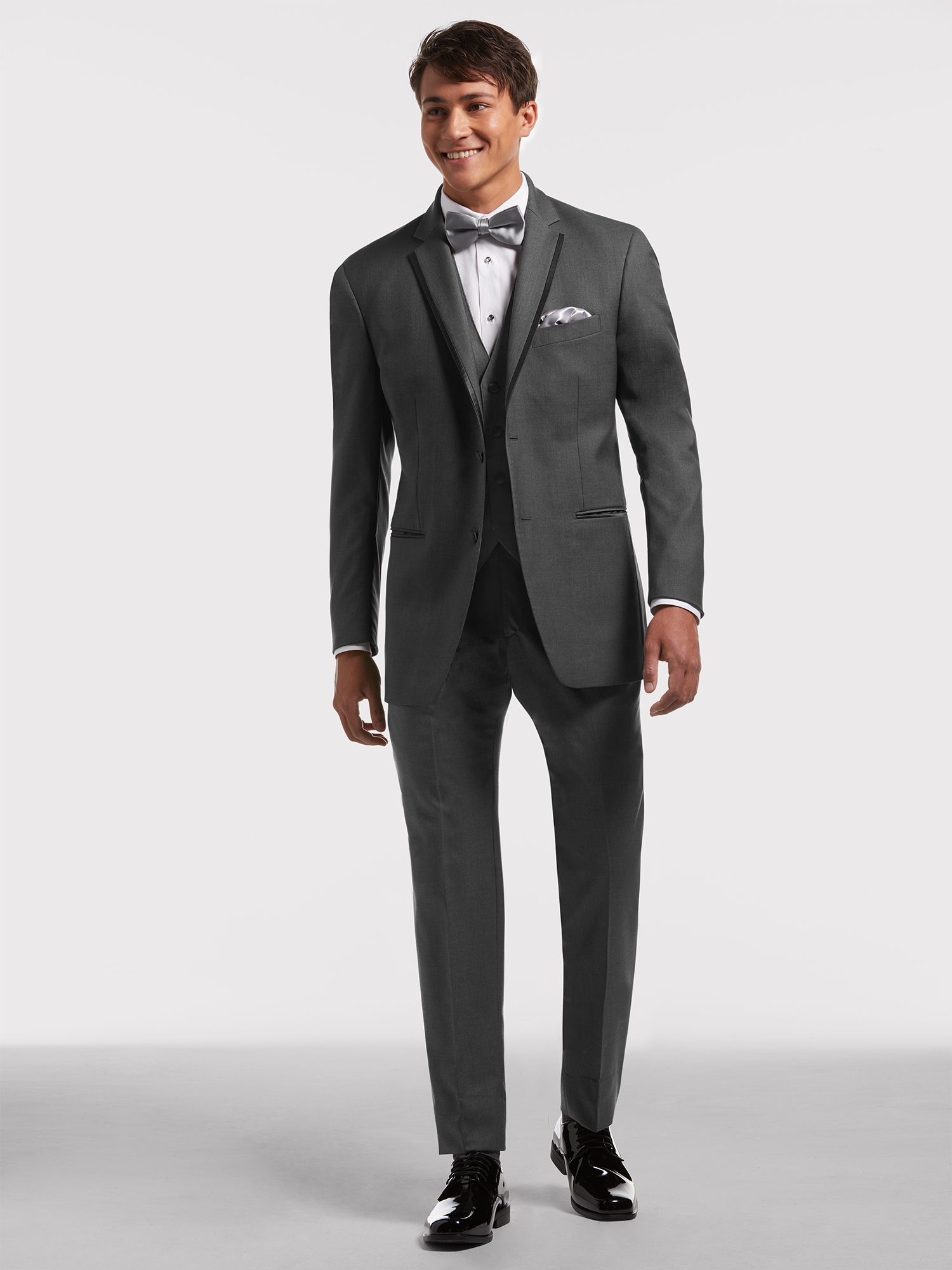 Custom Tailored Light Grey Tuxedo with Satin Trim