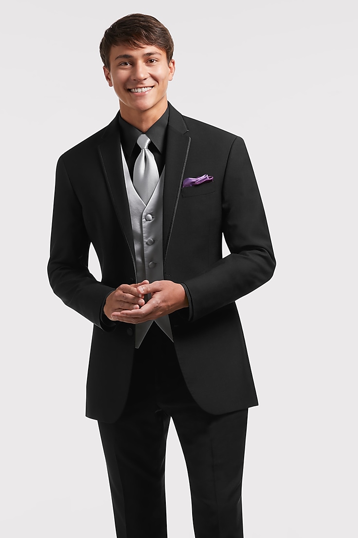 Black and silver prom tuxedo best sale