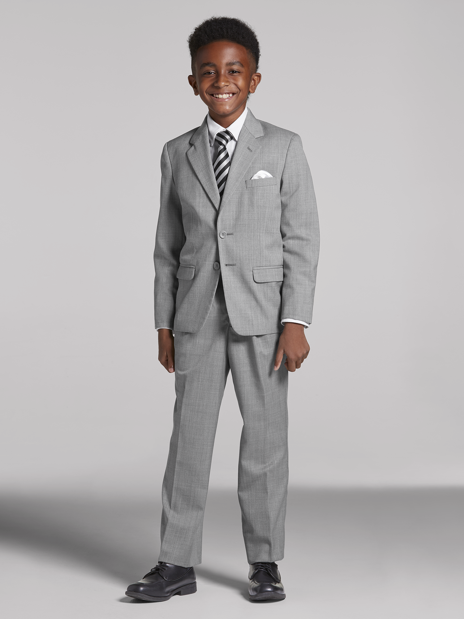 Black N Bianco Boys' Signature Slim Suit In Light Gray, 54% OFF