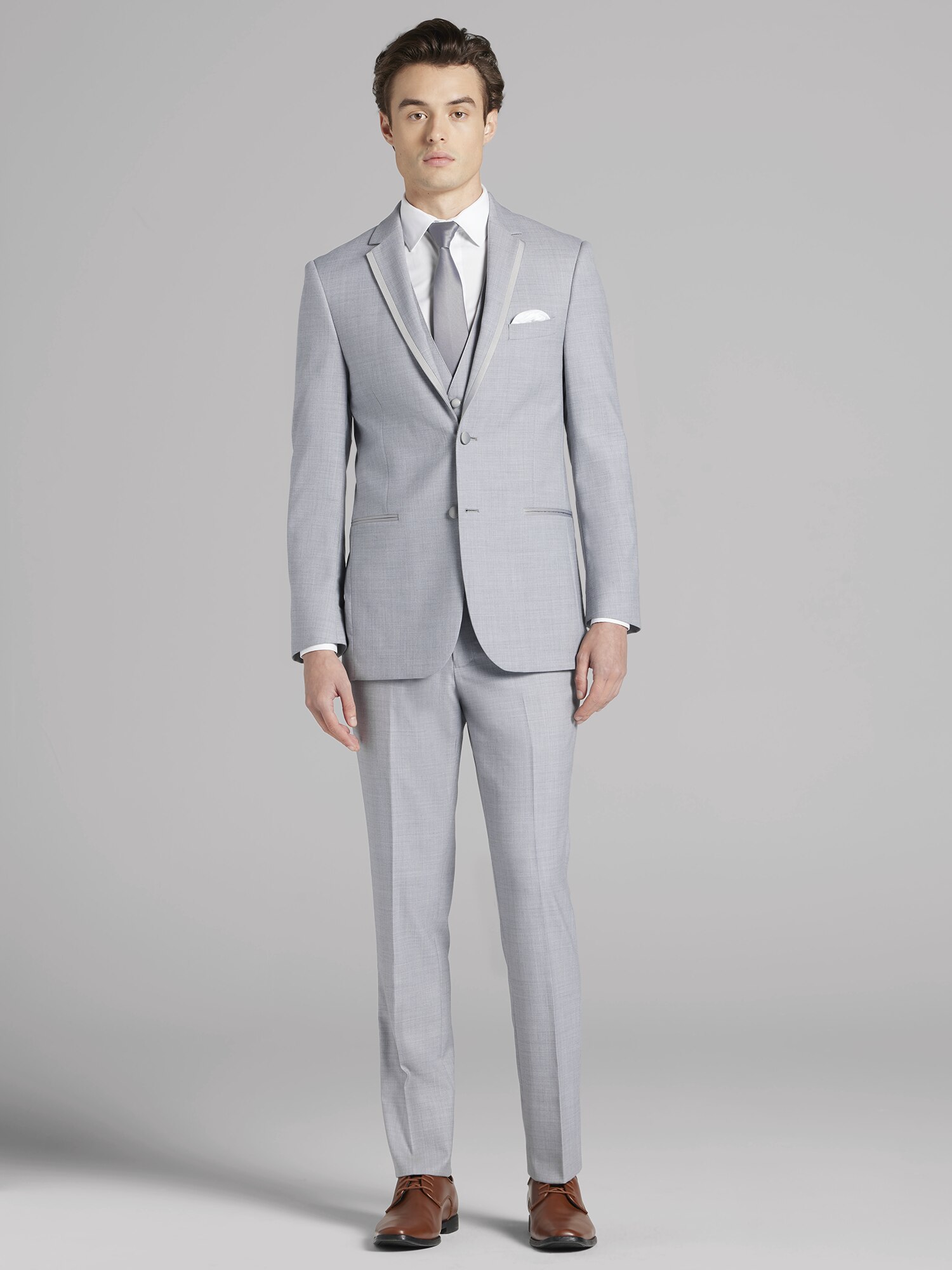 Joseph Abboud Light Gray Satin Edged Notch Lapel Tux