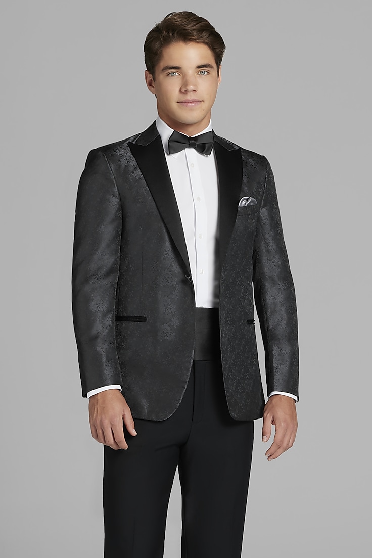 Egara Charcoal Gray Jacquard Dinner Jacket Tux