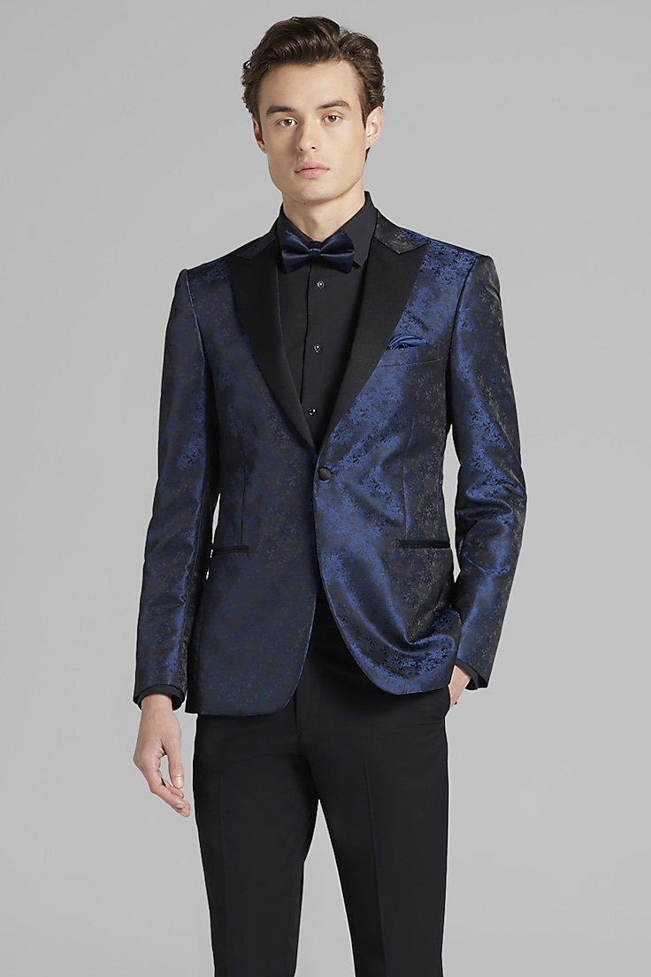 Egara Blue Jacquard Dinner Jacket Tux
