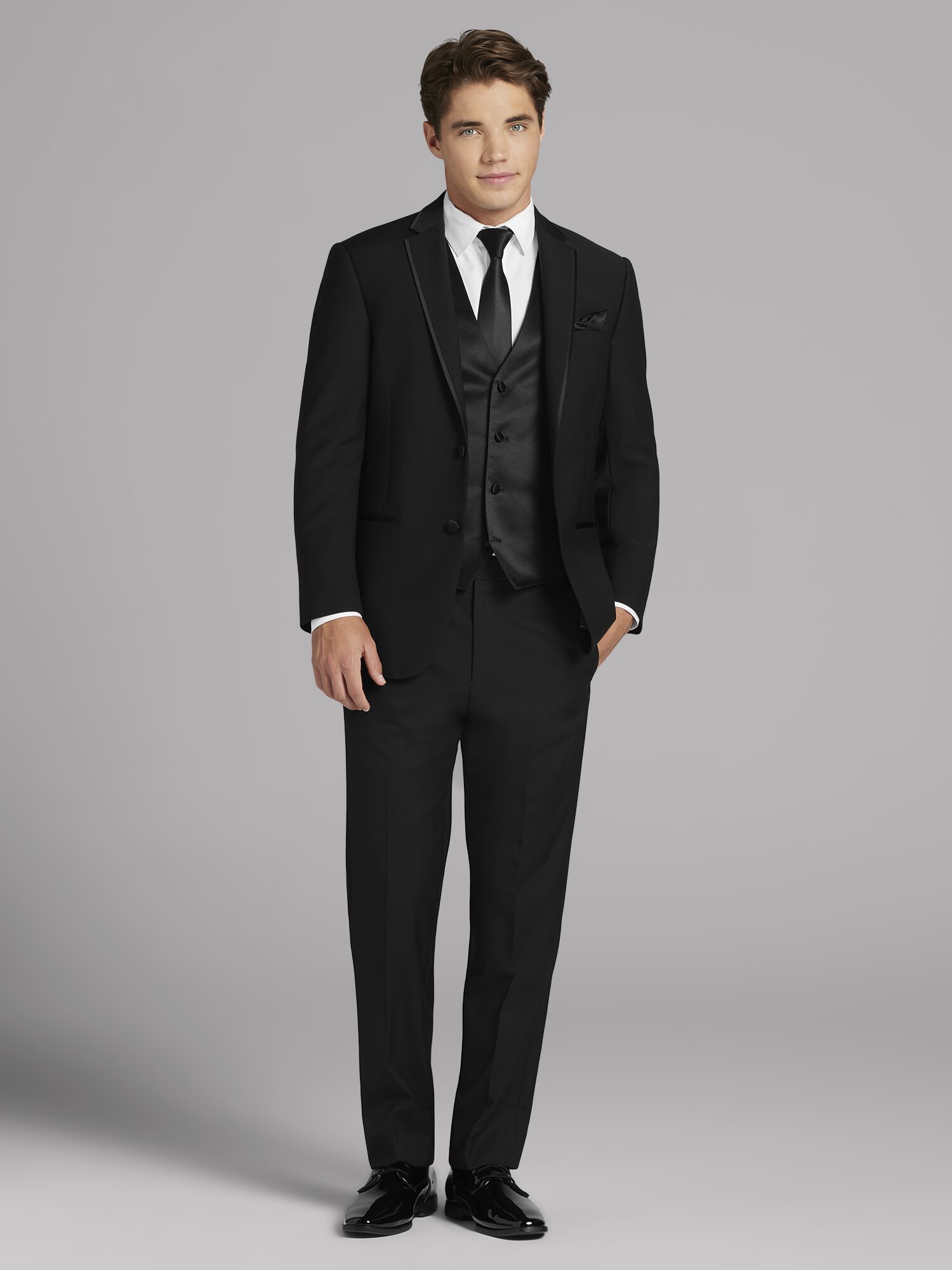 Calvin Klein Black Satin Edged Notch Lapel Tux