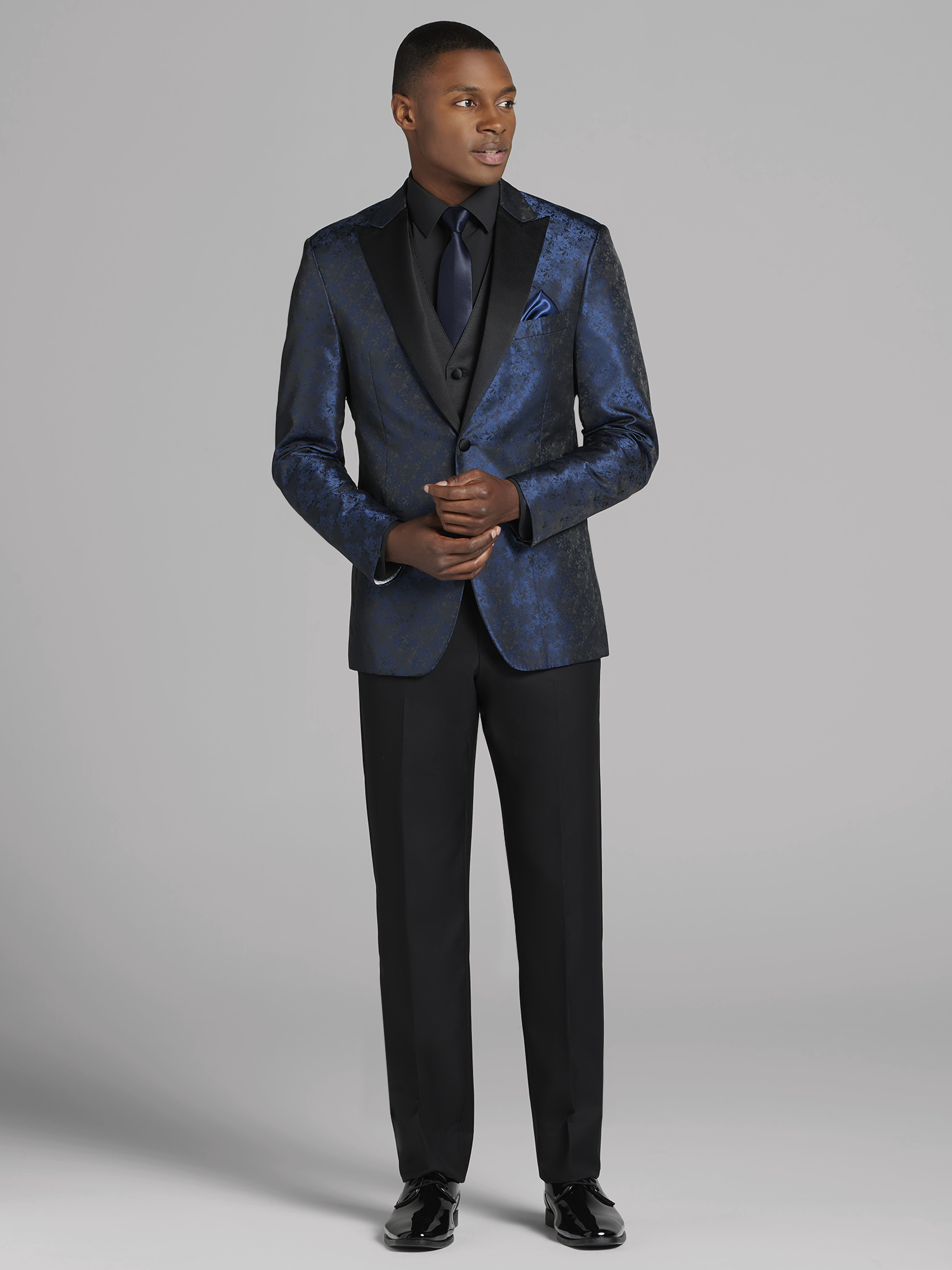Egara Blue Jacquard Dinner Jacket Tux