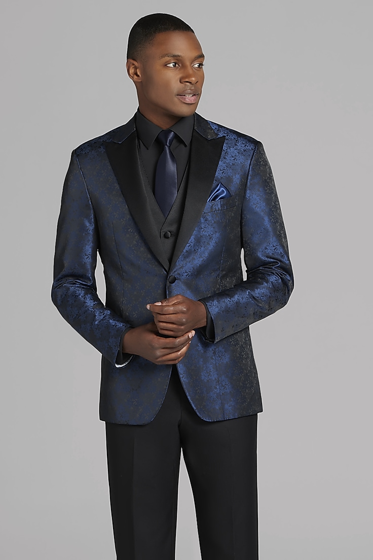Egara Blue Jacquard Dinner Jacket Tux