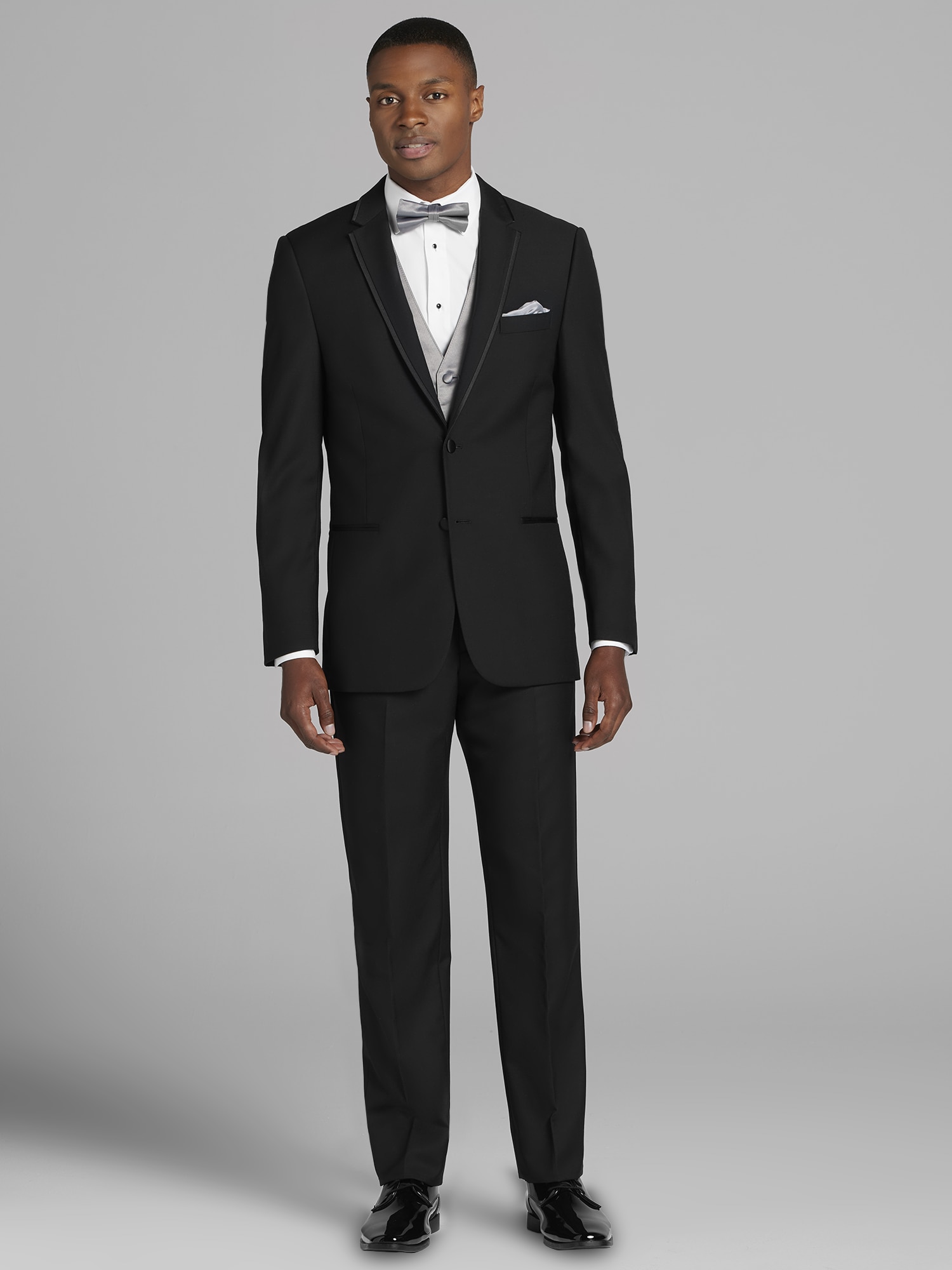 Calvin Klein Black Satin Edged Notch Lapel Tux