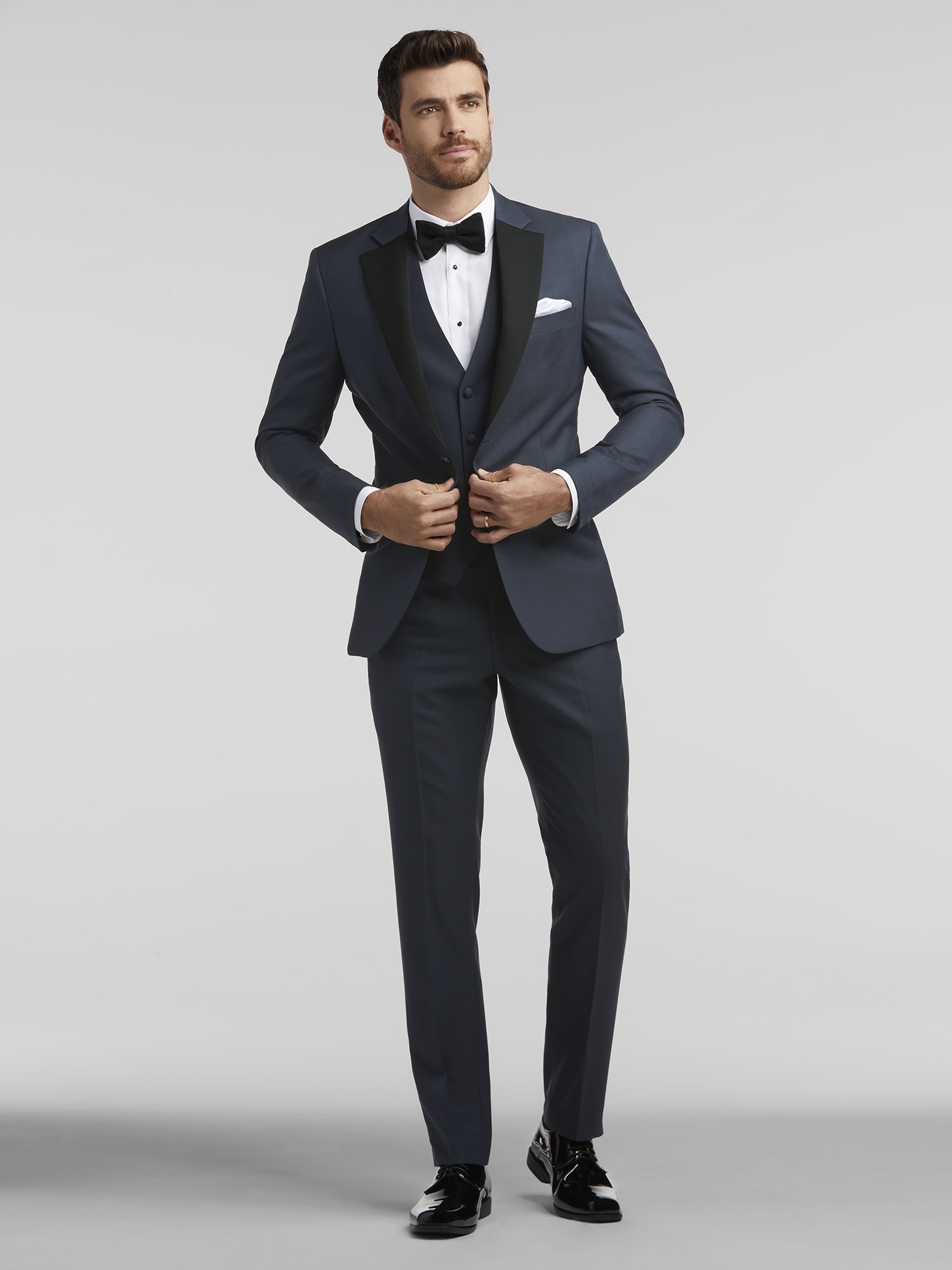 Calvin klein black satin edged notch lapel online